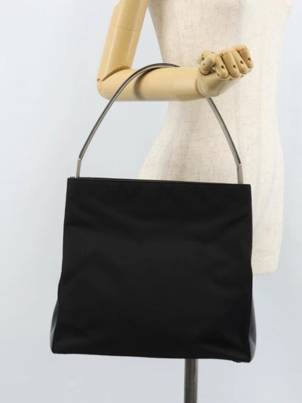PRADA Shoulder Bag Nylon Black Silver - Picture 3 of 16